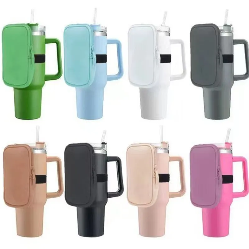 Purse à manches à manches à manches à manches imperméables de 40 oz Couverture de tasse à café glacé isolée Multicolors Multiples de bouteille d'eau Réutilisables Solde de tasse de clé Néoprène Léopard 4 94bz