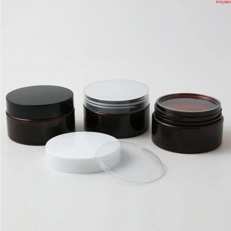 30 X DIY 100G Lege Amber Pet Cream Jar met plastic wit zwart heldere deksels en huisdierafdichting 100 ml pot pot