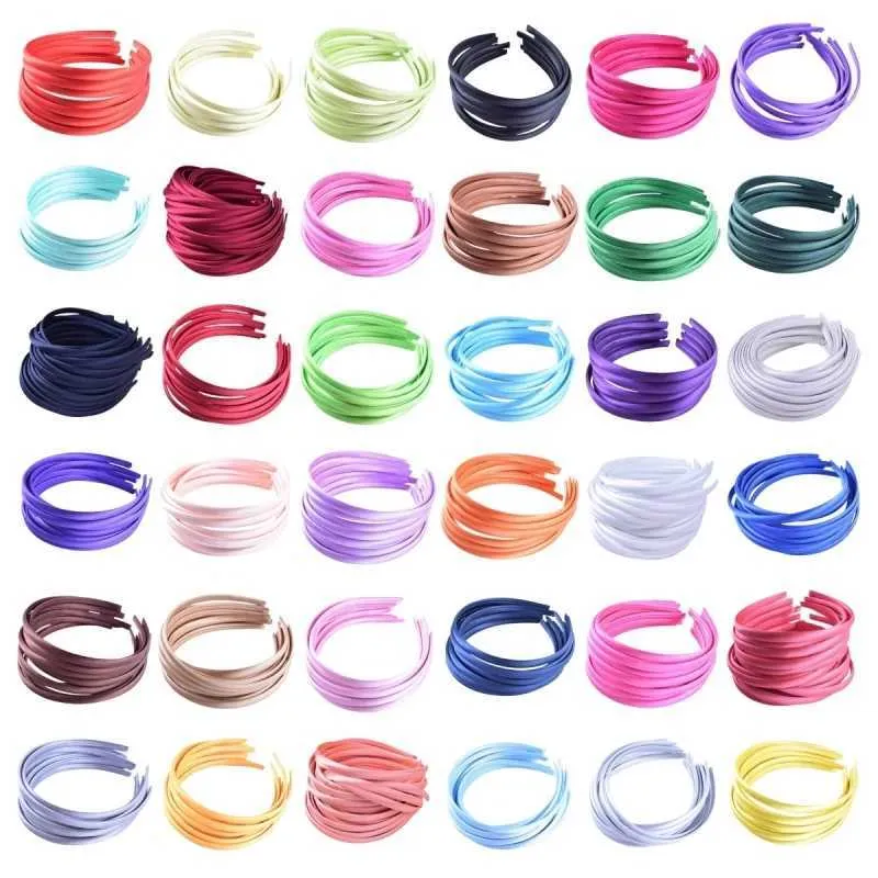 Accessoires de cheveux 10 pièces / lot Ordinaire 10 mm Bandeau en satin avec une fille Couvrage résine Hair Plastique Childrens Bands élastiques ACCESSOIRES D240513