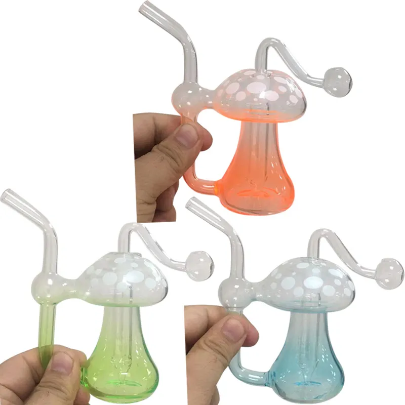 Mushroom Glass Oil Burner Bubbler Pipe Mini Bongs Glow In The Dark Percolator Water Pipes Hookah Bubblers Recycle Portable Hand Smoking Dab Rigs