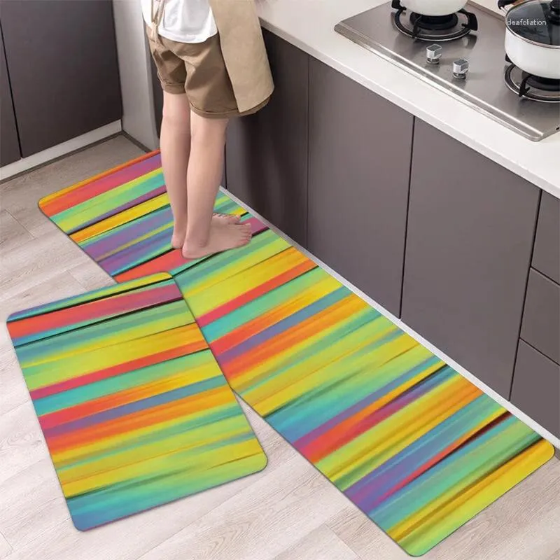 Ковры многоцветных полосатых печатных кухни для гостиной длинная зона коврик коврик