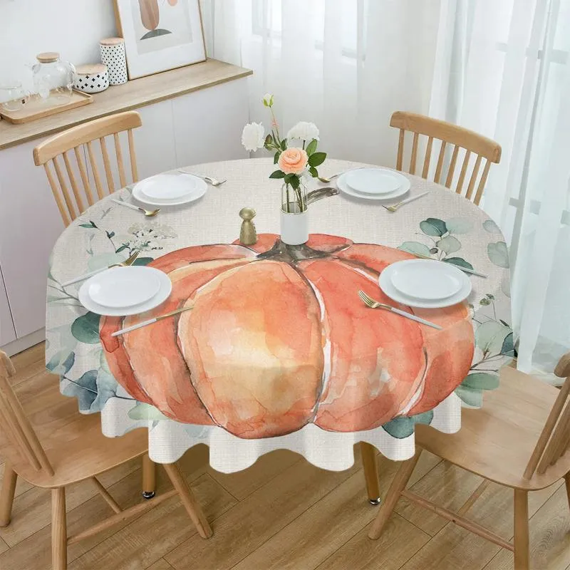Tableau de gamme Thanksgiving Eucalyptus Blue Pumpkin Nappeur imperméable Décoration Mariage Home Kitchen Dining Round