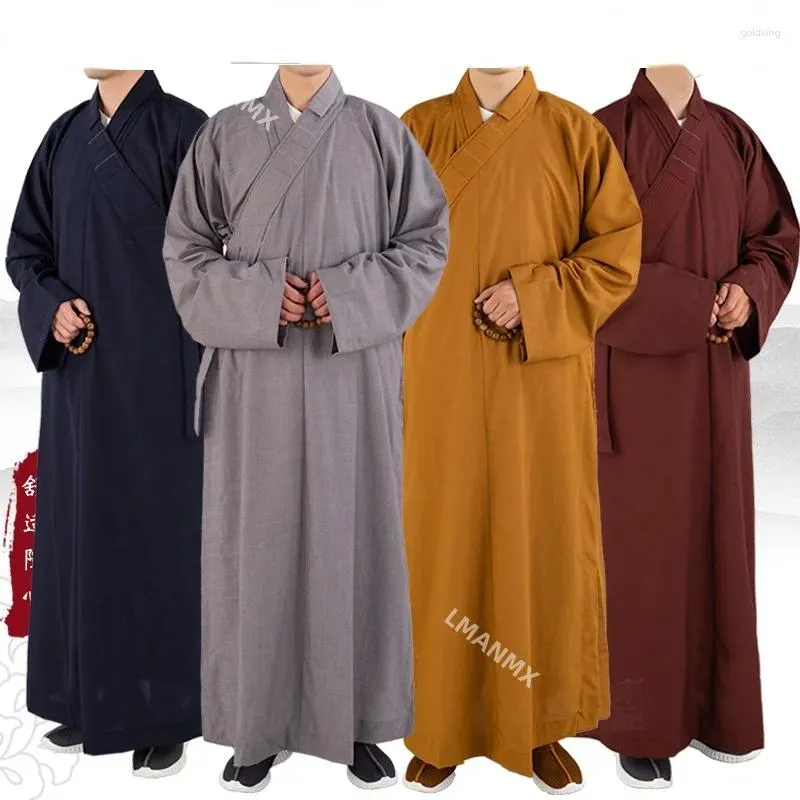 Этническая одежда Традиционные китайские длинные одежды для буддизма монах буддийский взрослый мужчина для медитации платье