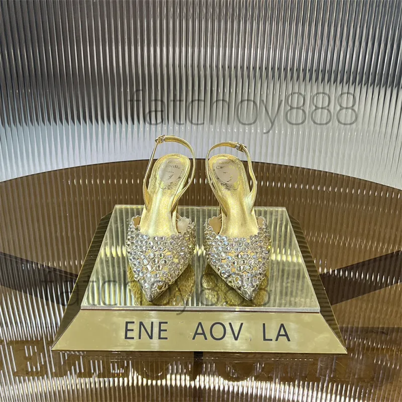 Sandały designerskie Rene Caovilla Crystal żyrandol na wysokim obcasie Sandały Kobiety w stylu bajki luksusowe sandałowe sandały klasyczne szyjki Buty bankietowe z rozmiarami pudełek 35-43