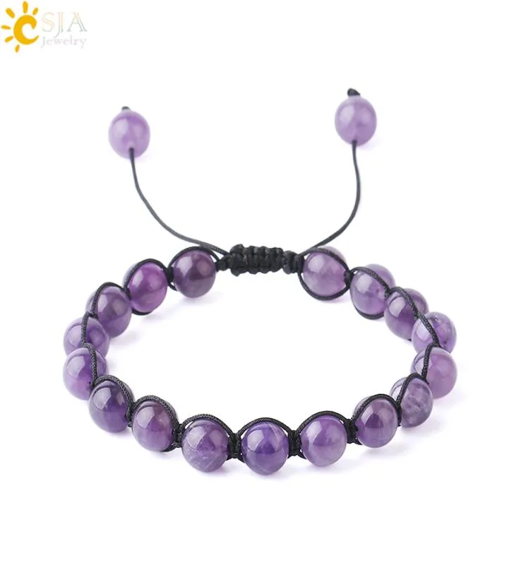 CSJA DONNE AMETHYST GIOVILI NATURALE PERCHE PIETURE SEMI PREIZIALE FILLE DELLA GEMMA 8MM GEMSTRA BRACELETTI BRACELETTI VIOLA DI CRISTALLO RESI7601436