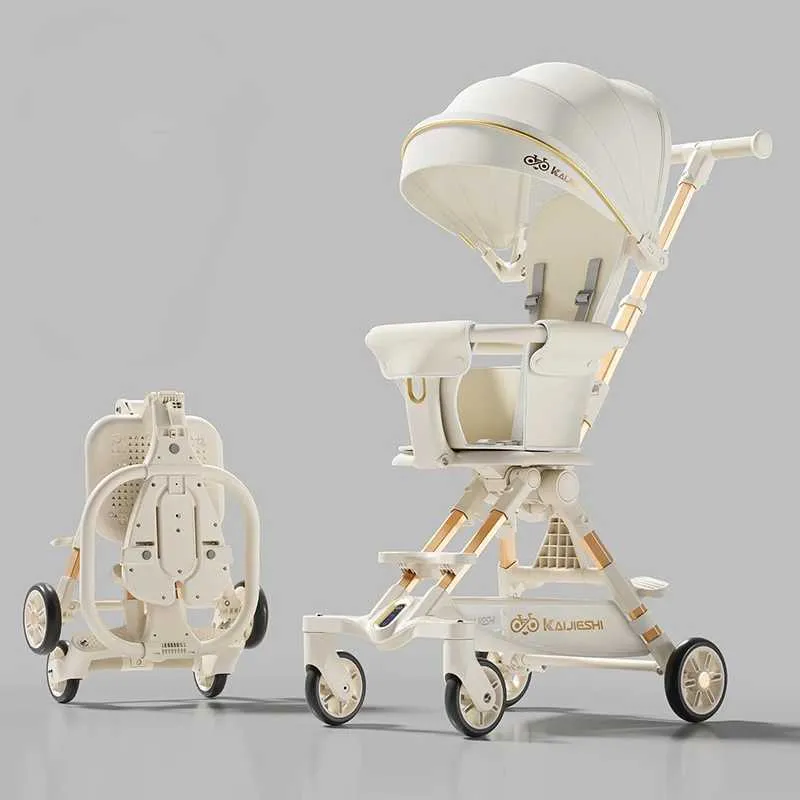 2024 Lightweight Baby Stroller One Touch Fold Four Wheel Two Way High Landscape Safety Belt H240514