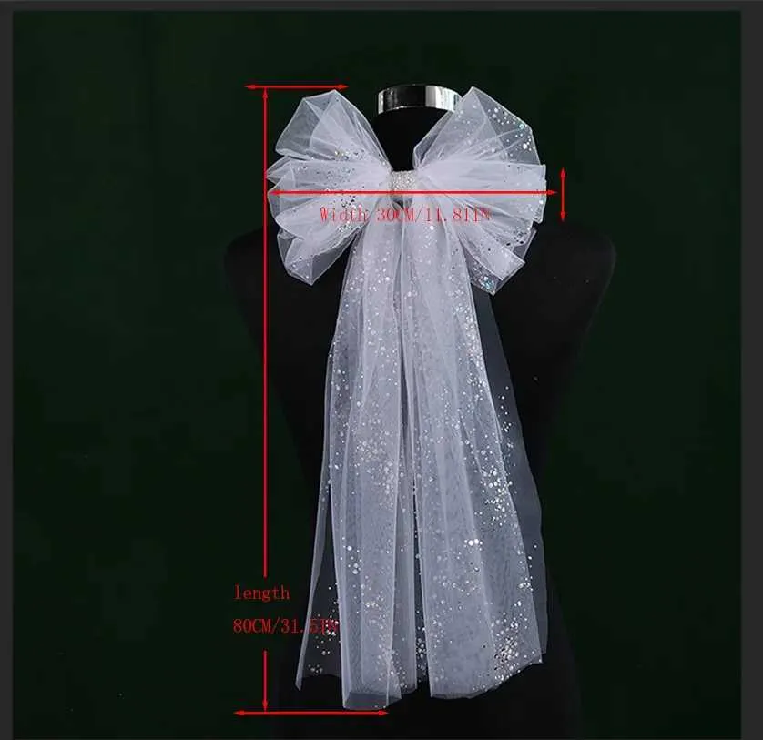 Gioielli Corto fiocco da sposa da sposa con pettine per capelli Scintillante velo morbido per la sposa Ragazza di fiori Accessori per addio al nubilato_voghion.com