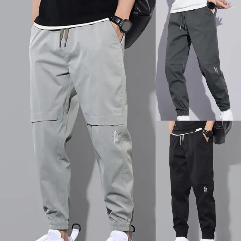 Men's Pants Men Soft Fabric Multi Pockets Elastic Waist Spring Summer Cargo Wear-Resistant Jogger Trousers Simple Clothes