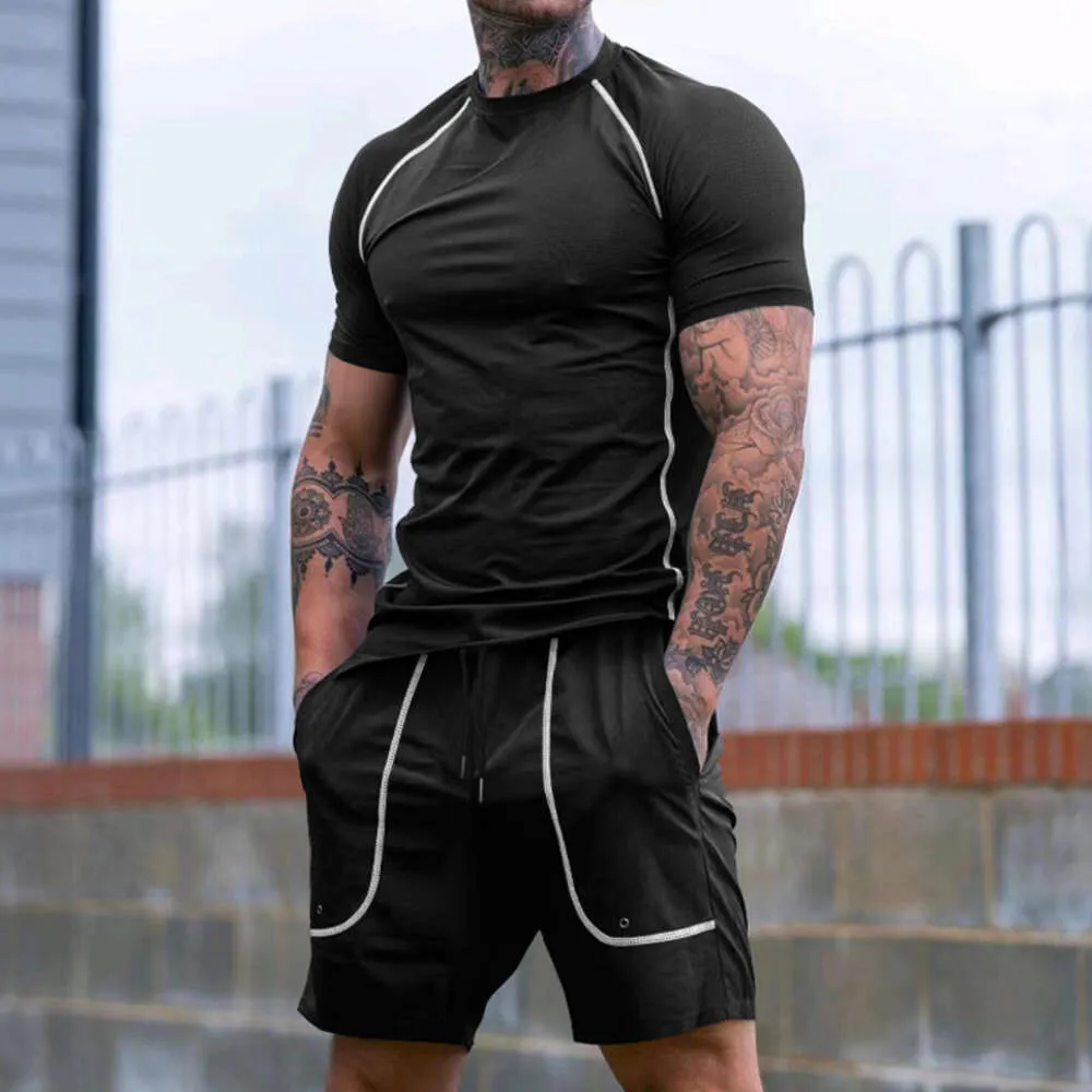 good choice003 24TEMU New Summer Sports Tight Fitting Shorts Men s Running and Fitness Suit Set M514 44 668d