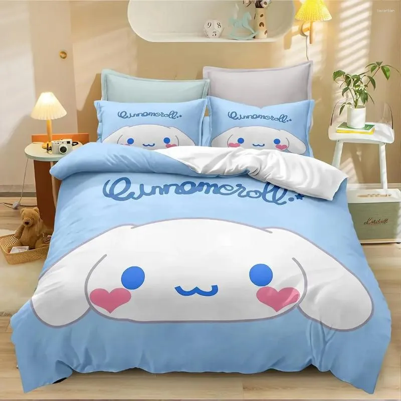 Ensembles de literie mignonnes mignonnes couette de style girly set cannamon Doll Cartoon Anime Home Textile Polyester 3D Digital Printing Bedroom