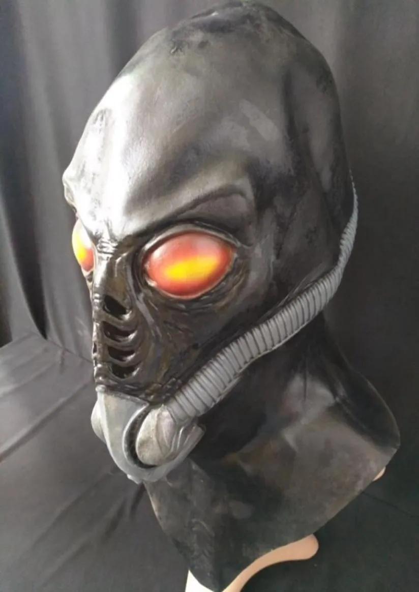 Ny realistisk UFO Alien Mask Halloween rädd dekoration Creepy Latex Bald Horror Ghost Mask Costume Party Cosplay Pro5135555