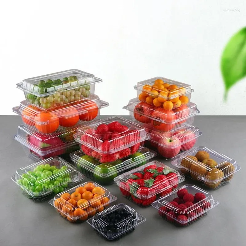 Haal containers uit 100 stcs transparante verpakkingsdoos wegwerp fruit voedsel conservering deeg cake snacks lunch keuken opslag accessoires