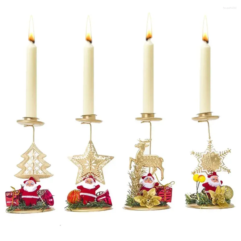 Candle Holders Gift Christmas Tree Dining Table Desktop Decoration Ornaments Iron Candlestick