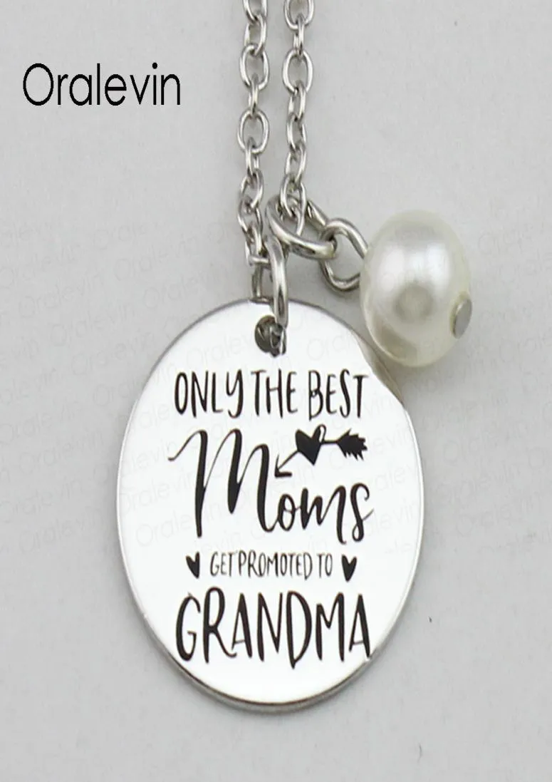 Seules les mamans sont promues à grand-mère inspirante à la main gravée à la main gravée collier pendentif Jewelry18inch22mm10pcslo9278612