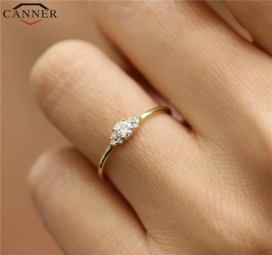 Модные тонкие золотые кольца серебряного цвета для женщин мод золотой циркон кольцо для обручального кольца кольцо ювелирные изделия Drop3680800
