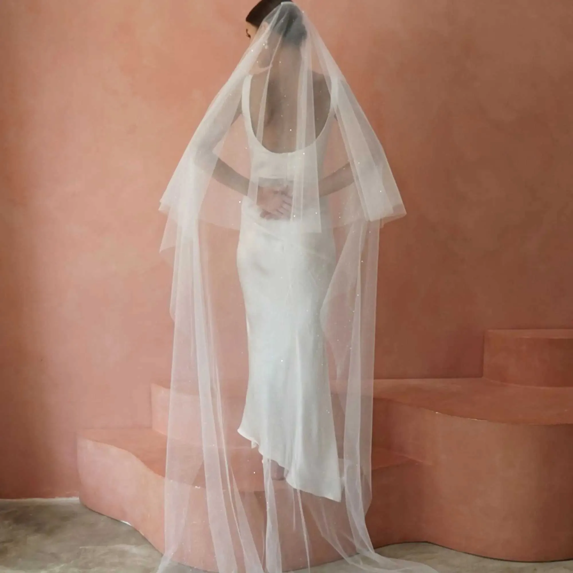 Hair Jewelry V90 Sparkle Veil Drop Bridal Veils 2 Tiers Blusher Soft Tulle with Comb Cover Face Wedding Accessories for_voghion.com