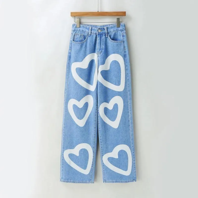 Jeans femininos estampas casuais femininas, rua, calças de carga solta bolsos de calça de calça de bolso de bolso de folga sólida