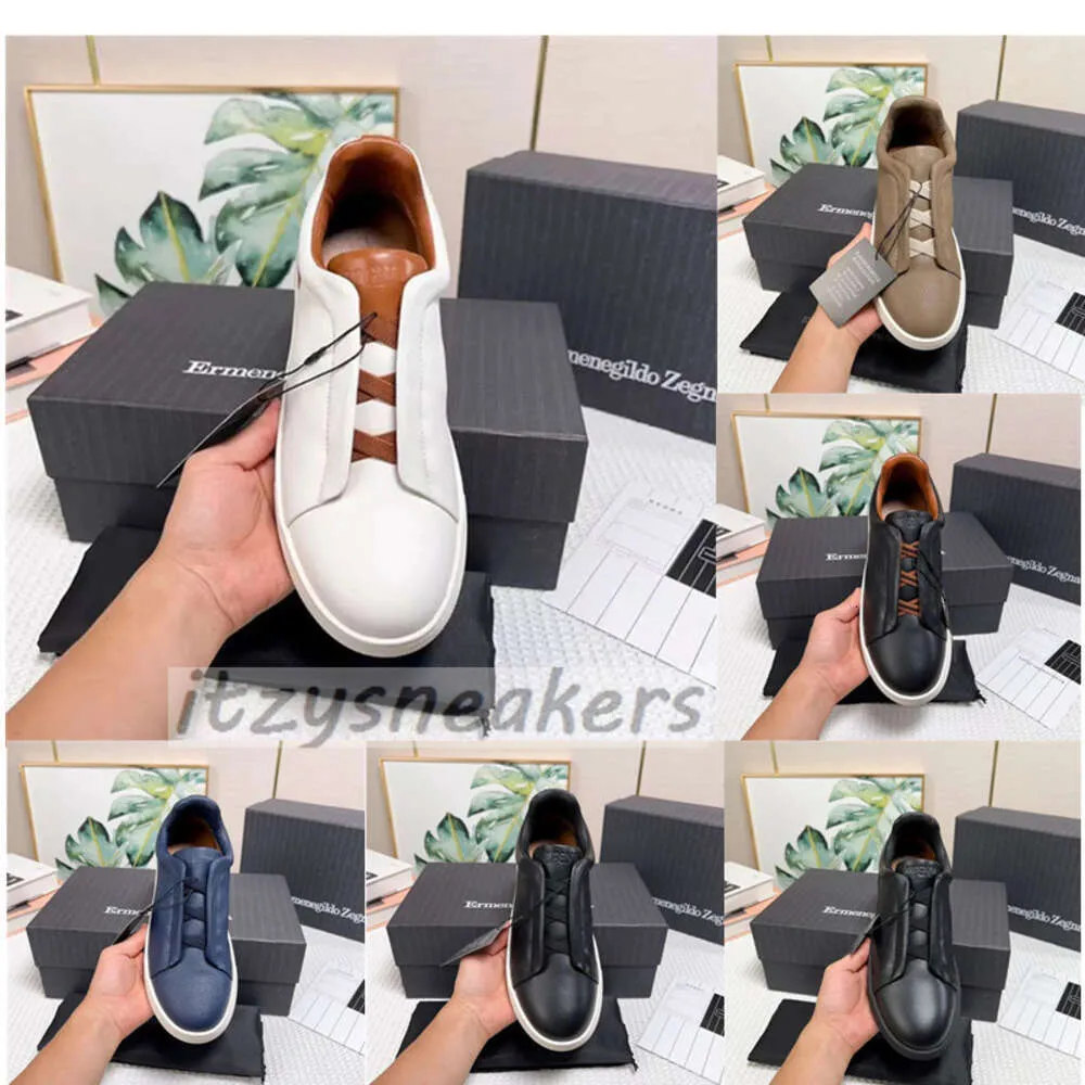 2024 Новая роскошная обувь Mens Zegna Lace-Up Business Casual Social Wedding Calever Cavice Leather Light Tucky Sneakers Формальные тренеры модные обувь