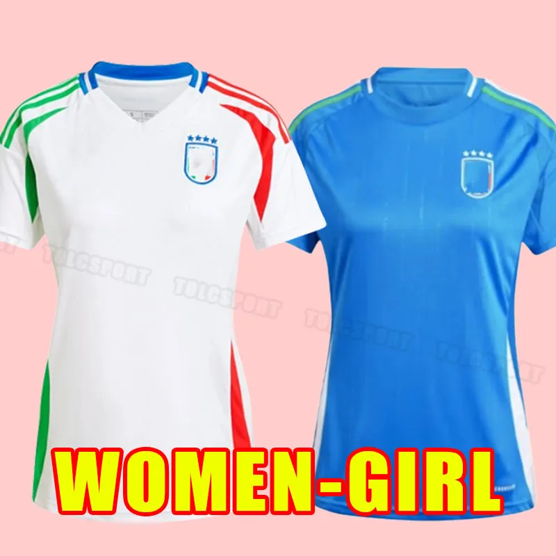 Women Girl Bonucci Soccer Jerseys Jorginho Insigne Verratti Hiesa Barella Spinazzola Chiellini Italys 2024 2025フットボールシャツホームアウェイ