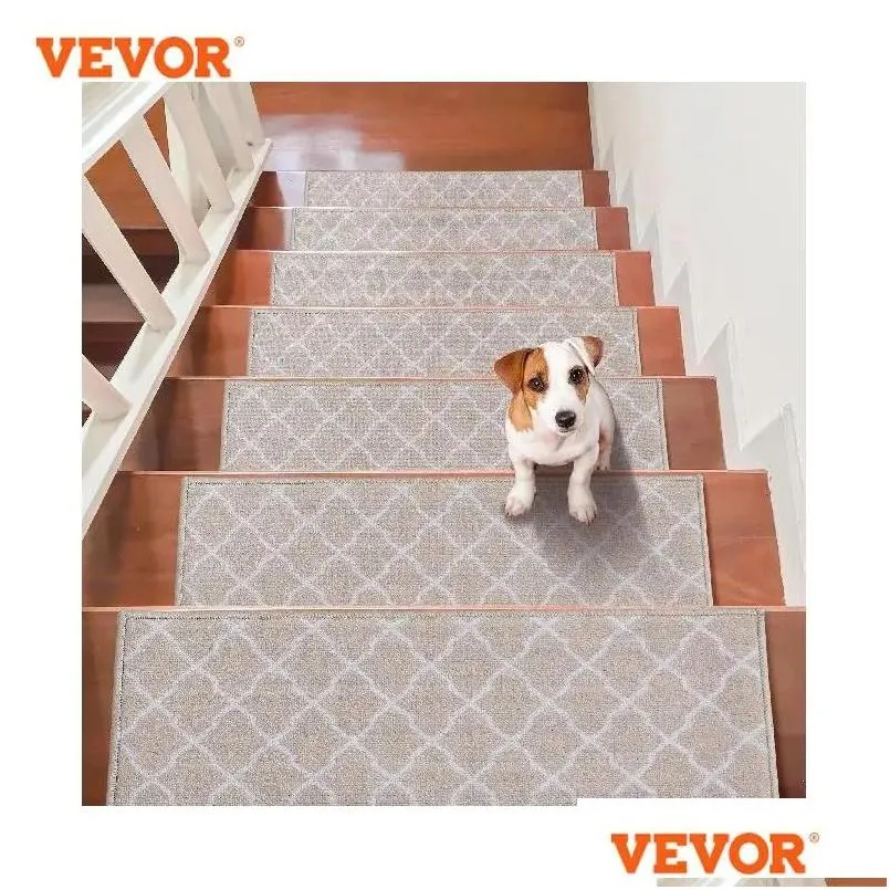 Carpet Vevor Stair Treads Staircase Anti-Slip Mat 28X9/30X8In Soft Fabric Noiseproof Mats Hine Washable Drop Delivery Home Garden Dhi6K