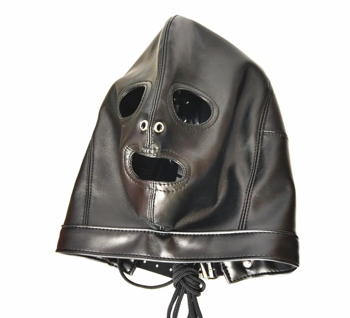 Erwachsene Spielzeug Kunstleder Kopf Gesichtsmaske Sex Hood BDSM Bondage Gear sichtbar für Frauen GN3124000119111131