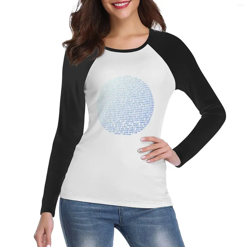 Polos Femme Pale Bleu Dot - Carl Sagan Design original T-shirt à manches longues T-shirt T-shirt Femme Womans Vêtements