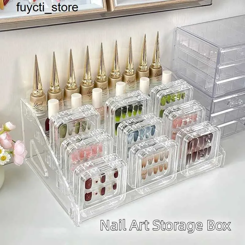 Storage Boxes Bins Acrylic nail art storage box large capacity nail polish display shelf transparent handicraft organizer accessories tool kit S24513