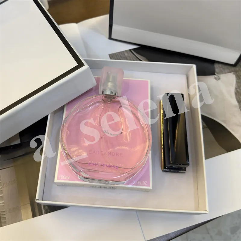 Conjunto de maquiagem da marca 100 ml de perfume + batom fosco 2pcs com kit de cosméticos de lábios para mulheres presentes