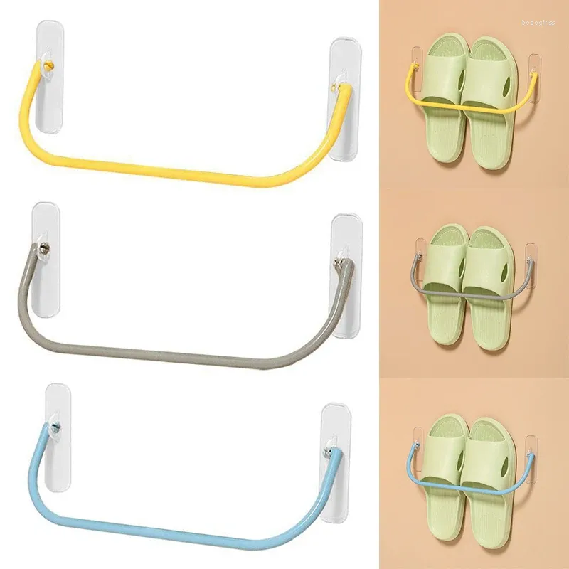 Hooks Plastic Shoes Storage Racks No Punching Wall-mounted Slippers Drain Rack Shelf Sneakers Organizer Bedroom Bathroom Accessories