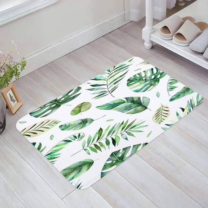 Carpets Feuilles tropicales Palmier Plante verte Plante de plancher blanc Cuisine Cuisine Décor de chambre