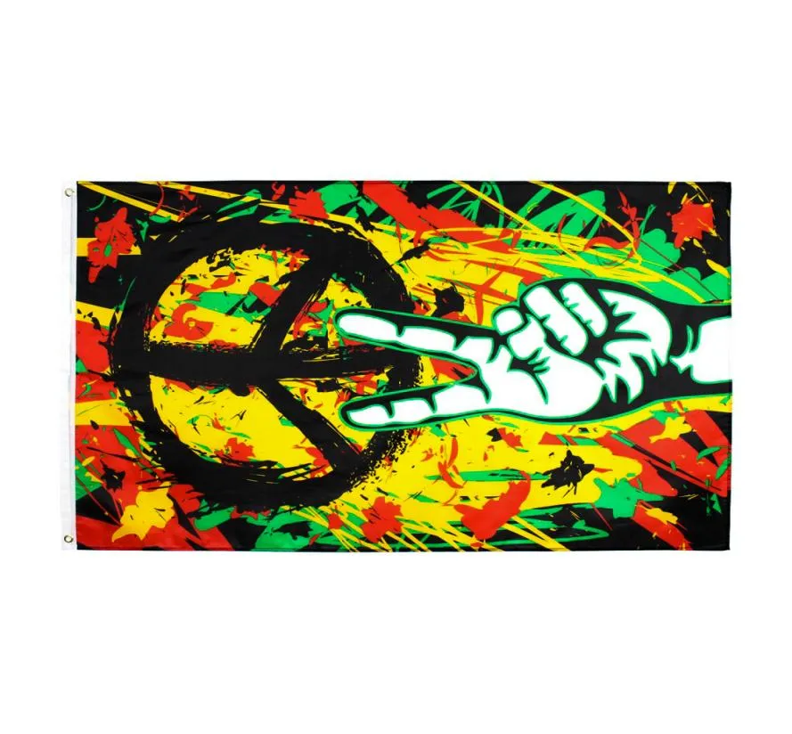 RASTA Peace Grafitti Flag entier 3x5ft Factory 100 Polyester pour décoration7810004