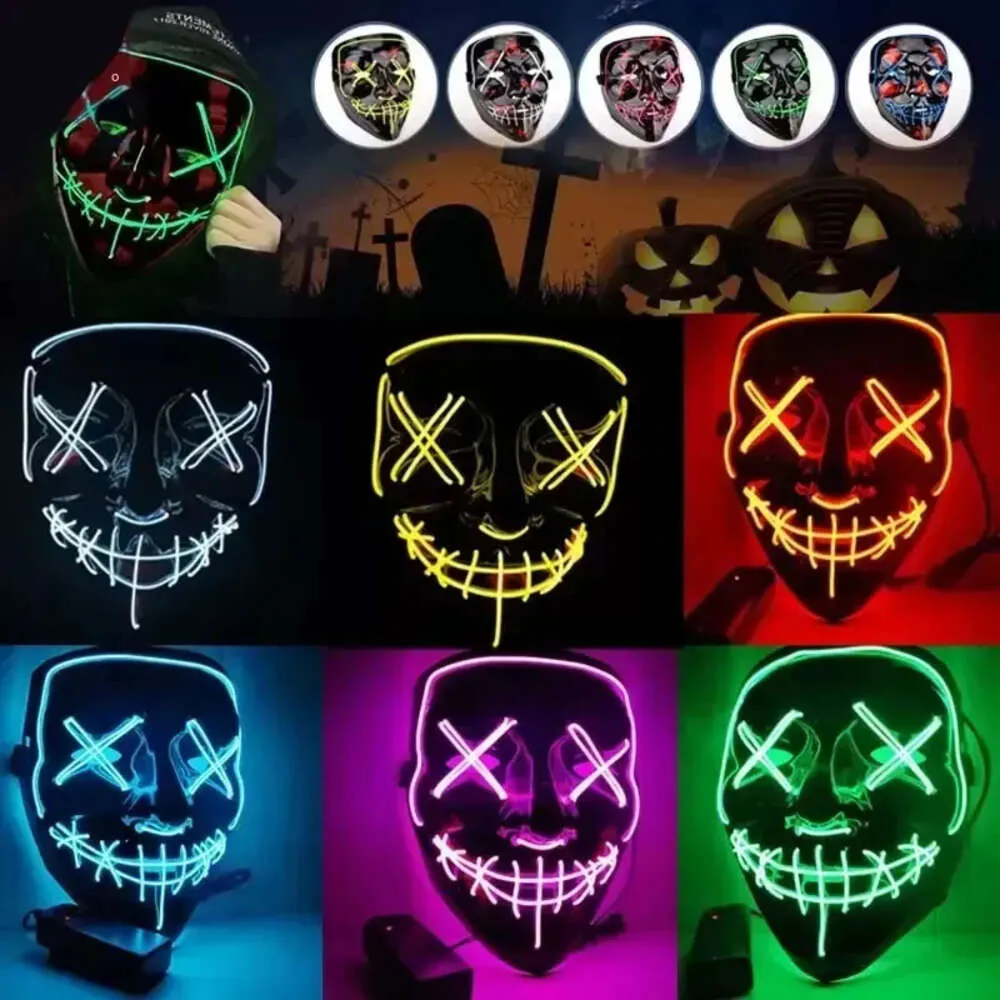 قناع Funny Halloween Up LED LED The Purge Election Year Great Festival Cosplay Costume Supplies Supplies Supplies Scks S