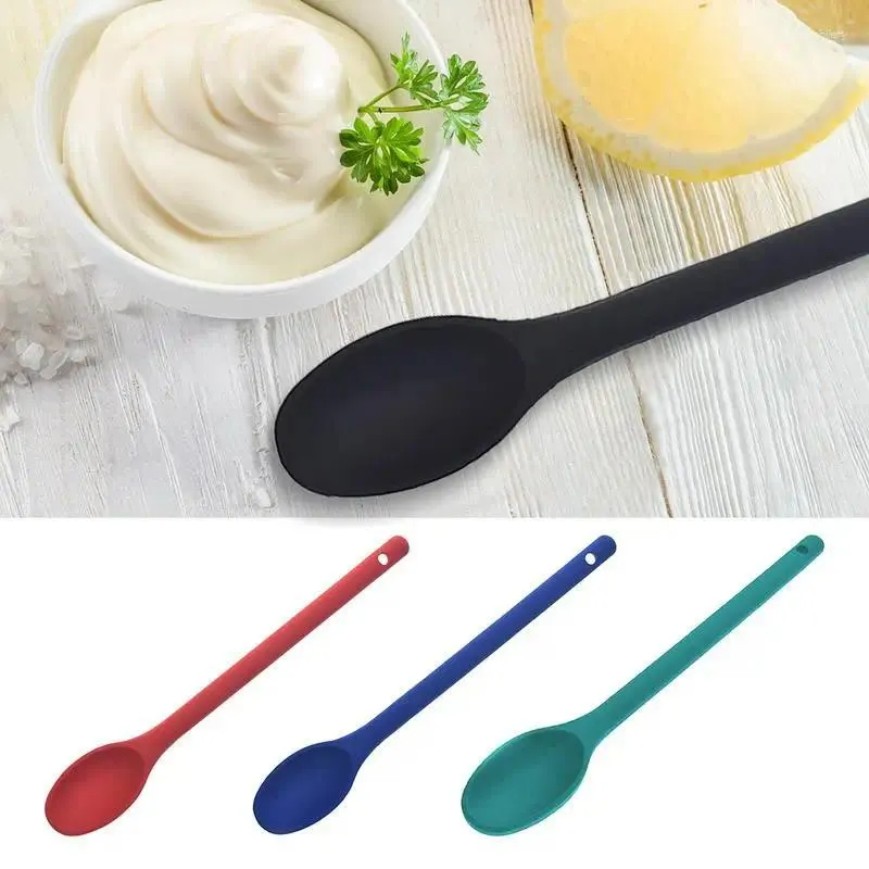 Spoons Silicone Cooking Spoon Hanging Kitchen Tablewares With Extended Handle Household Soup For Non Stick Frying Pan