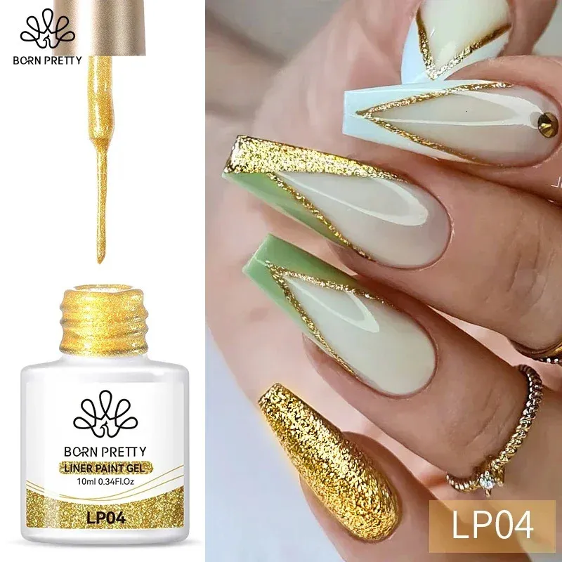 10ml Gold Liner Paint Gel Nail Polish for Stripe Line French Nails Super bright Mirror Drawing Graffiti Painting Gel 240423