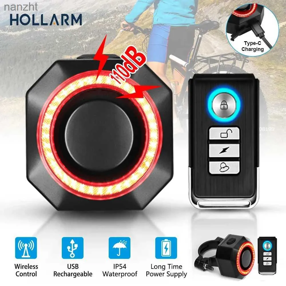 Systèmes d'alarme Hollmarm Alarme des alarmes Filans arrière anti-vol Amorcarreau USB Charges de charge du vélo intelligent Capteur de frein à distance Télécommande Bicycle d'alarme Feux arrière WX