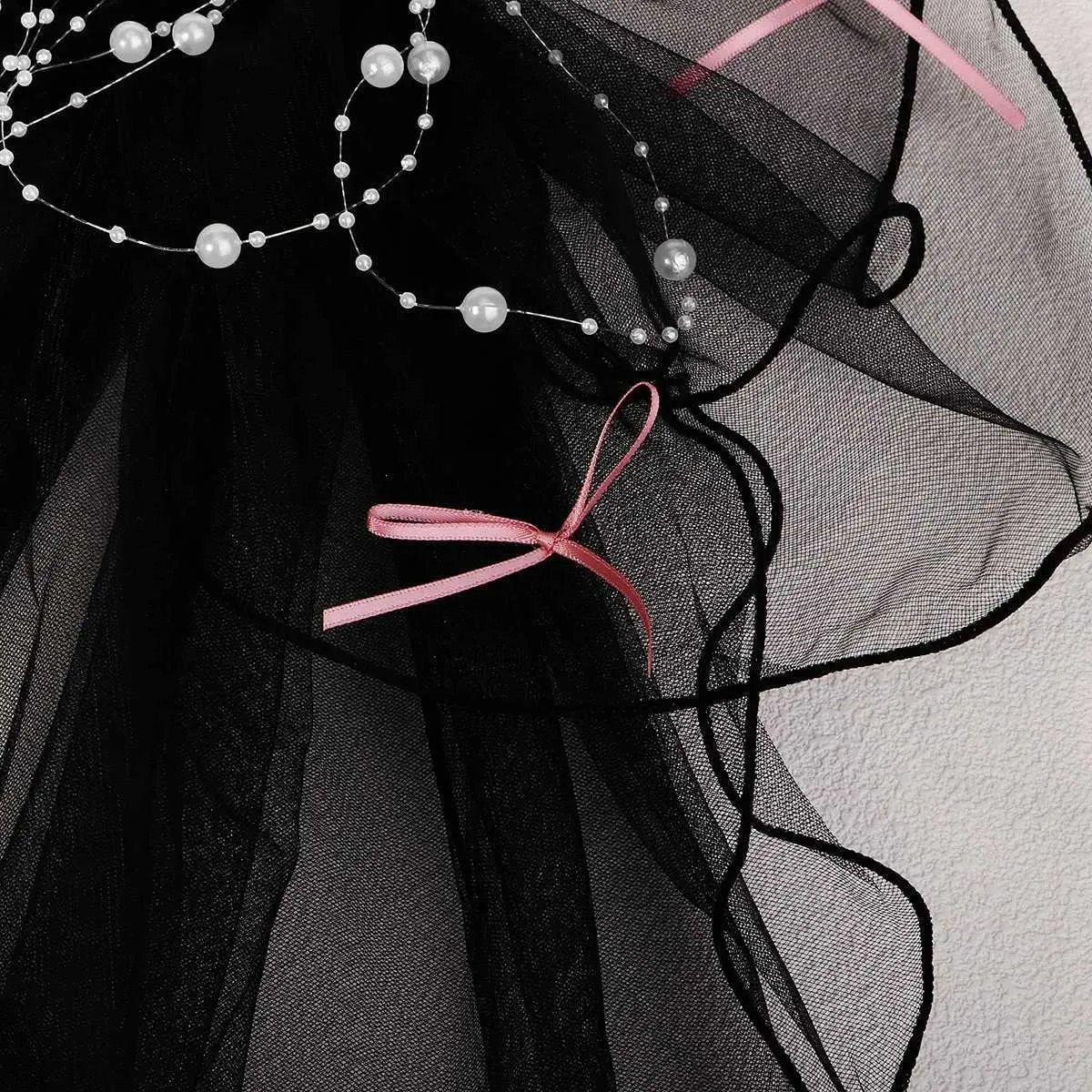 Haarschmuck Doppellagiger Mesh-Tüll Einfarbige Frauen Kurzer Hochzeitsschleier mit Clip-Bandkante Mitte Kaskadenbraut_voghion.com