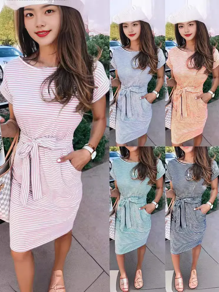 Vertical striped t shirt dress deals