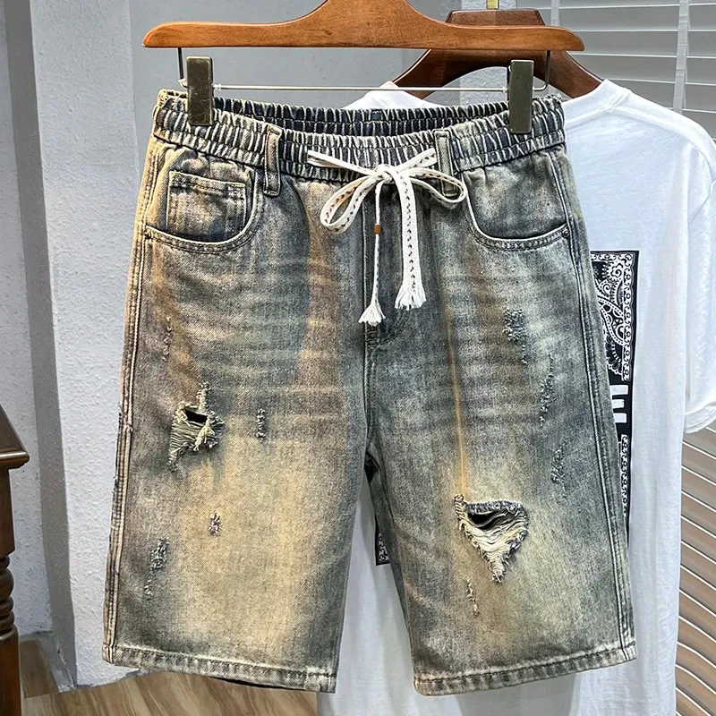 Heren denim shorts zomerkleding mode rechte y2k broek Korea baggy vintage short bermuda jeans streetwear 240514