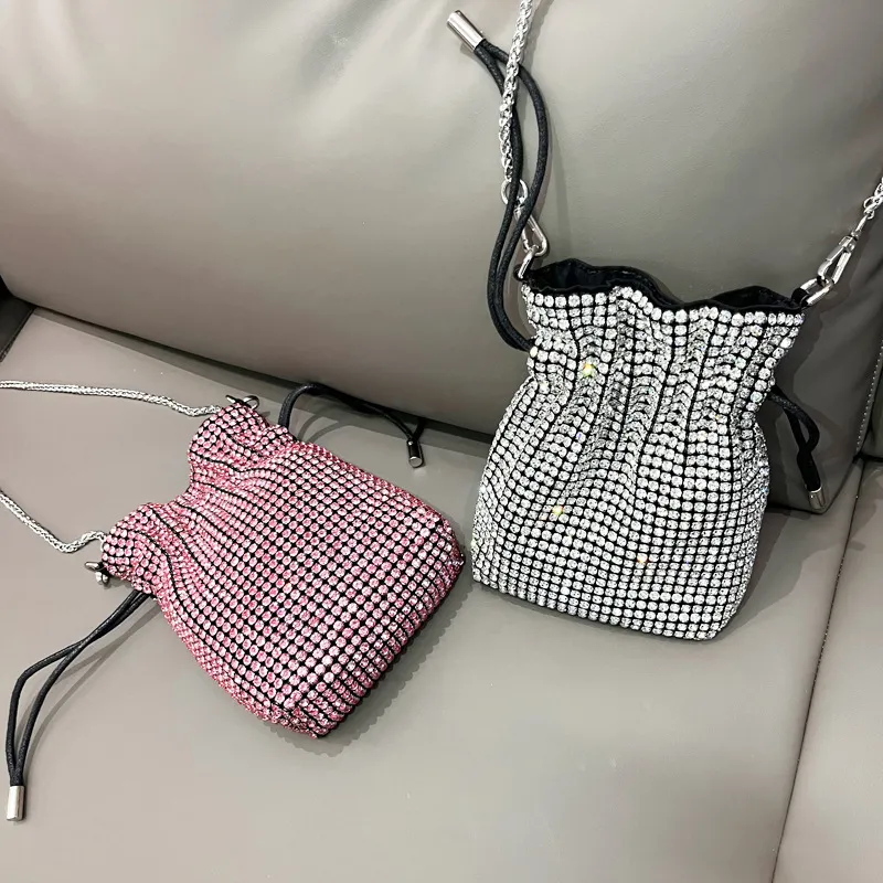 2024 Luxury Design Rhinestone Evening Bags Handmade Diamond Shiny Handbag Shoulder Crossbody Bags For Girls Party Wedding Cluth Bags