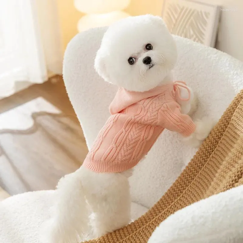 Dog Apparel Small Pet Clothes Sweater Autumn/Winter Warm Hoodie Teddy Two Foot Knit Soft Pullover Over Bear Solid Color Clothing
