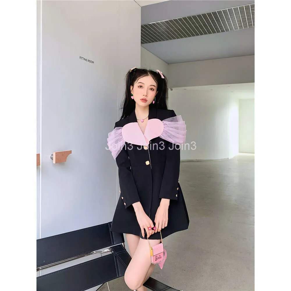 pink blazer dress plus size Maweii Plus Size Women's Wool Lapel Long Sleeve Pink Summer Elegant Office Double Breasted Pleated Hem Blazer Dress,Formal Music Festival Parties