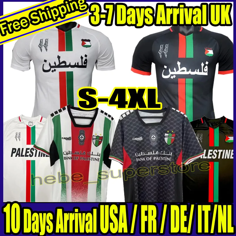 S-4XL 2023 2024 2025 Palestine Soccer Jerseys Black Center Stripe (Red / Green English) Football Shirt War Justice March Palestinos Football Uniforme