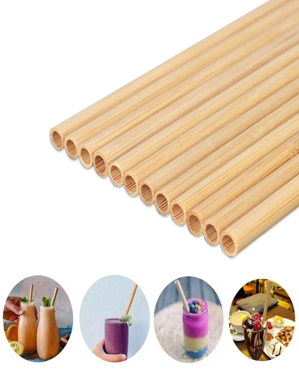 Natural 100 Bambus -Trinkstrohhalme umweltfreundlich nachhaltiger Bambus -Stroh wiederverwendbarer Getränkestroh für Partyküche 20cm2055138