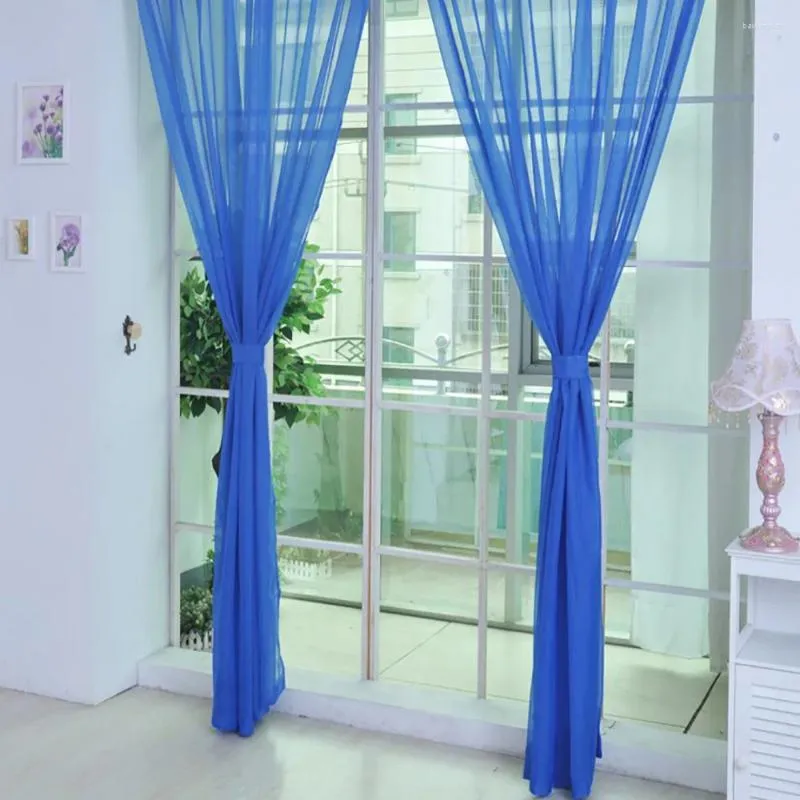 Window Stickers 1 PCS Pure Color Tulle Door Curtain Drape Panel Sheer Scarf Valances Sheet Screen Semi Transparent Bedroom Living