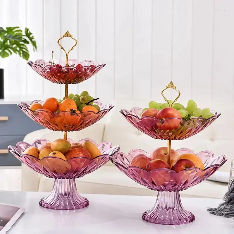 Assiettes 2/3 Tiers Plastic Plate Bols Fruit Party Party Desserts Nusts Candy Candy Plan de service pour la maison