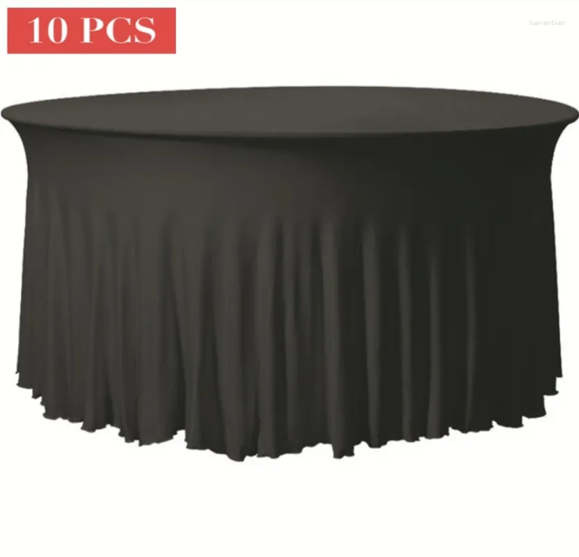 Table Cloth 10PCS Stretch Round Covers Spandex Solid Tablecloths El Wedding Banquet Black White Red 120cm/150cm/160cm