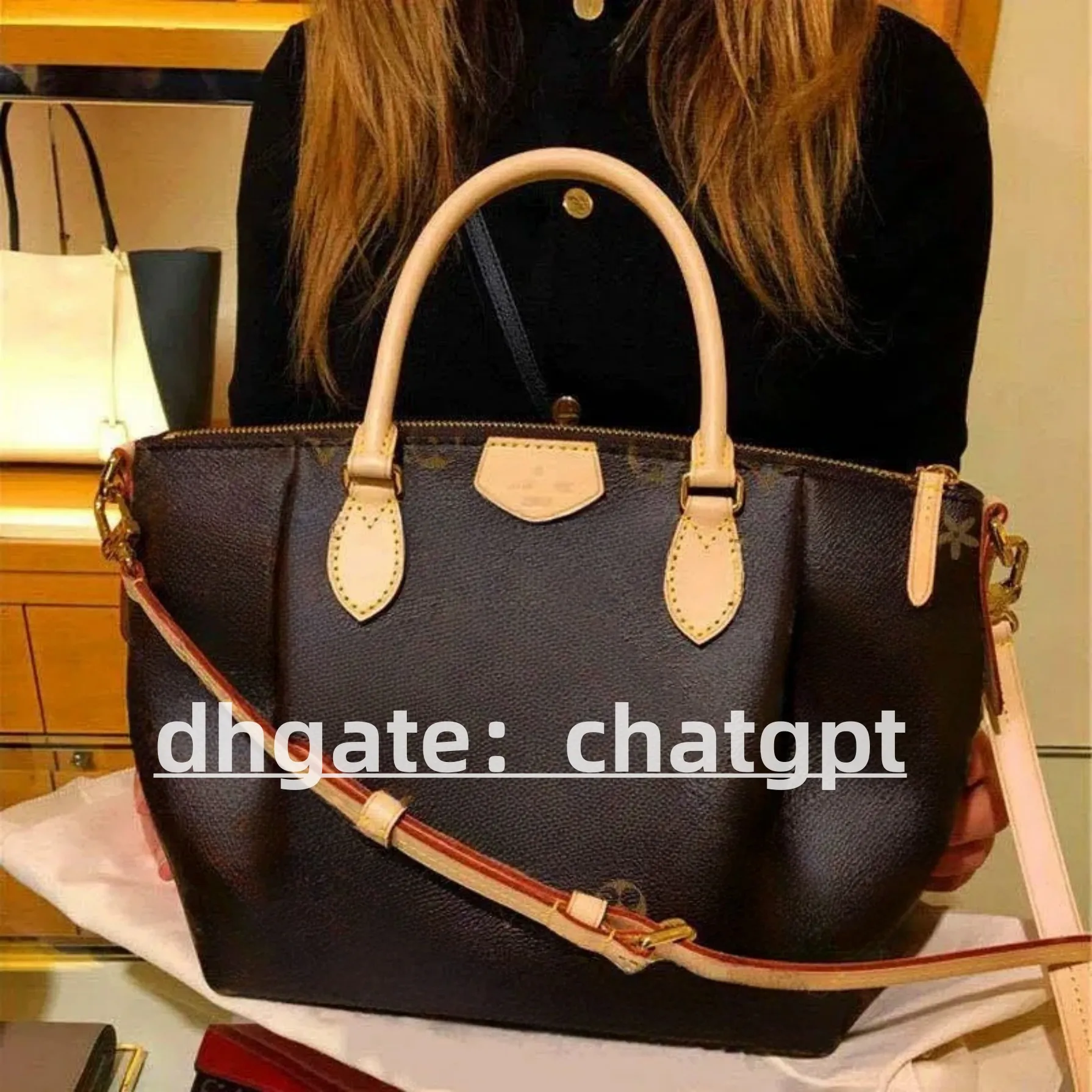 Топ 2023 роскошные пакеты на плечах дизайнеры сумочки кошельки коричневые цветочные женщины Тота с брендом буквы подлины кожа