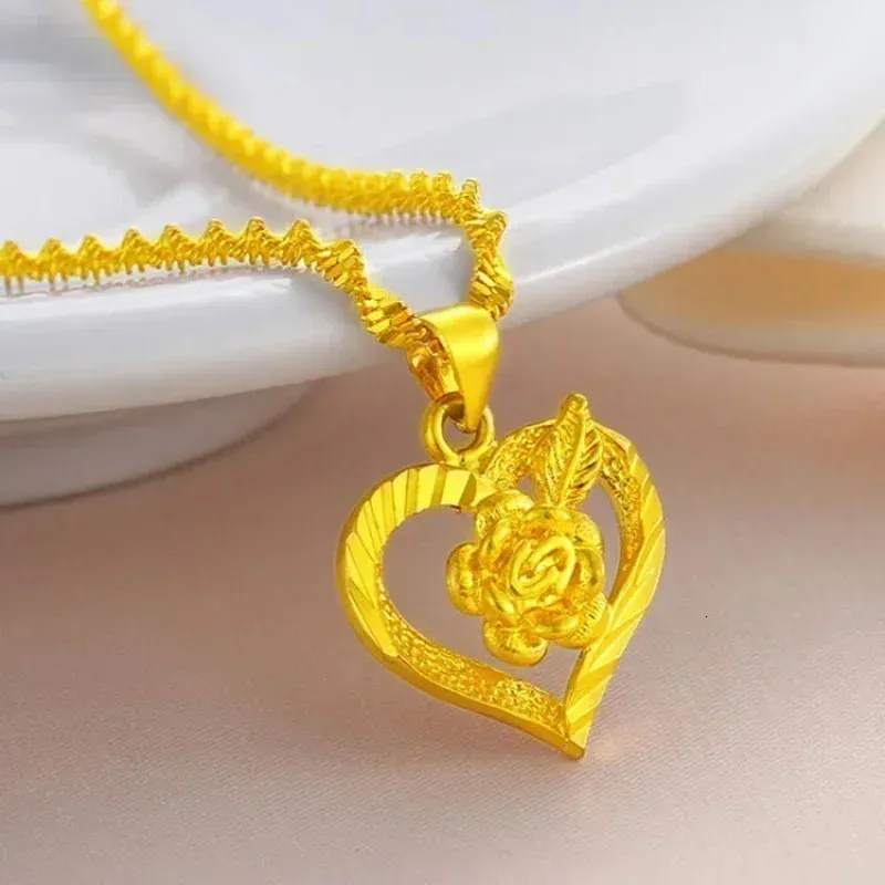 9999 Guldhalsband Kvinnor 24 K Real Pendant Jewelry Fashion Hundred artiklar 240511