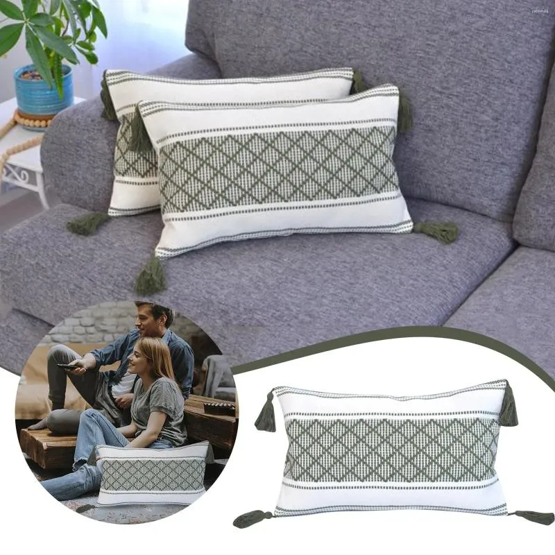 Couvercle d'oreiller avec des glands de 12x20 pouces couvertures rectangulaires décoratives pour le salon caisses en soie Étui oreillers standard