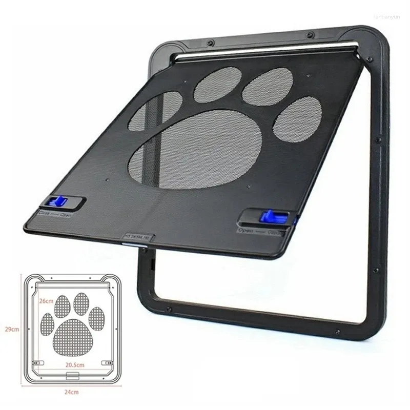 Porteurs de chats pour chiens Porte d'écran verrouillable Puppy Séfigence Magnétique Viltrage avec 4 voies Lock de sécurité ABS Entrée gratuite en plastique et sortie pour les petits animaux de compagnie